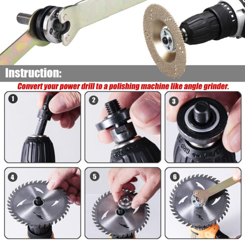 Drill Angle Grinder Adapter with Flange Nut Parts Set,3 Set Replacement Grinder Flange Nuts and Wrench Conversion Tool 2