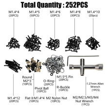 Juego de Tornillos M1.4 de 252 Uds., Herramientas de ReparacióN de Llaves Hexagonales de Manga para Axial SCX24 1/24 RC Crawler, Accesorios de Piezas