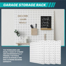 Pegboards, Pegboard Wall Organizer Panels, Peg Boards för VäGg, Hantverksrum, KöK, Garage, Vardagsrum, Badrum (4 St)