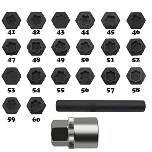 22PCS Wheel Locking Nut Key Kit, Wheel Lock Nut Socket Adapter Set, Wheel Anti-Theft Lug Nut Removal Tool 1