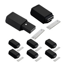 Heavy Duty Push to Open Cabinet Hardware 8PC Magnetic Push & Lock for Door Touch Latches RV Closet Plastic Black