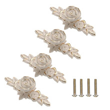 4 Boutons de Meuble Euro Roses Avec Plaque ArrièRe, PoignéEs de Tirage de Tiroir à Fleurs Pour Commode, Vanité, Table de Chevet