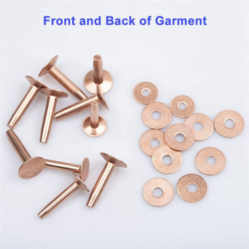 Copper Rivets and Burrs, Solid Brass Rust-Proof Studs Leather Copper Rivet for Leather Pure Copper Rivet Setting Tool 2