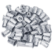 Tuerca 100 Piezas 1/4 Pulgada-20UNC Acero Inoxidable 304 Acabado Cabeza Plana Rivnut Tuerca de InsercióN Roscada Cuerpo Moleteado Tuerca de Remaches