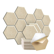 12 Piece Hexagonal Acoustic Panel, 12x10x 0.4Inch, Stylish Acoustic Walls for Home and Office (Light  Color)