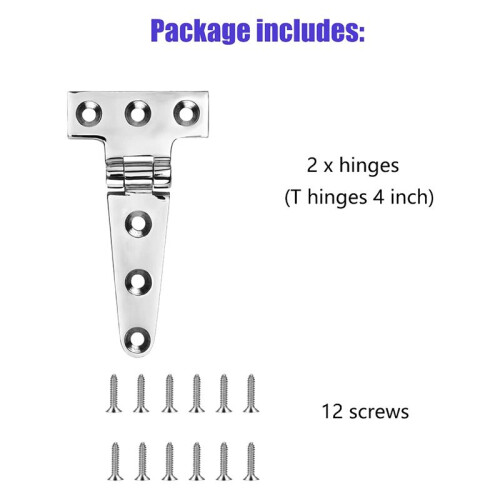 DobradiçAs T de Grau MaríTimo, DobradiçAs de , 4 Polegadas X 2 Polegadas, Sem RuíDo, AçO InoxidáVel 316 Resistente com Parafusos (2 PCS) 1