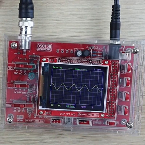 Osciloscópio Digital Totalmente Montado, Tela LCD TFT de 2,4 Polegadas com Clipe de Teste de Sonda Jacaré, Caixa de Acrílico Transparente 1