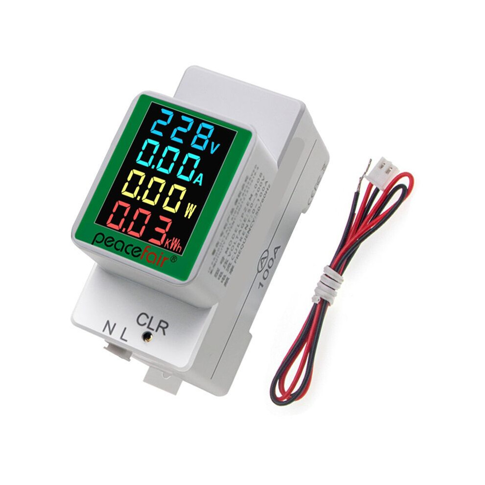 Peacefair Pzem-008 Multicolor Din Rail Electricity Digital Power Meter Watt Kwh Wattmeter Monitor Ammeter Voltmeter 4711095327847
