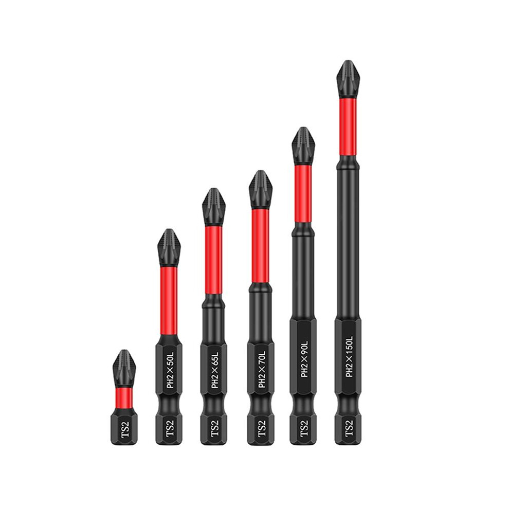 6Pcs S2 25-150Mm Impact Screwdriver Bits Magnetic Torque Screwdriver Impact Driver Bit Set 4711140837277