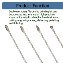 4pcs 6-Inch Carbide Rotary Burr Set 6 mm (0.25 Inch) Shank Long Reach Double Cut Tungsten Carbide Rotary File Set