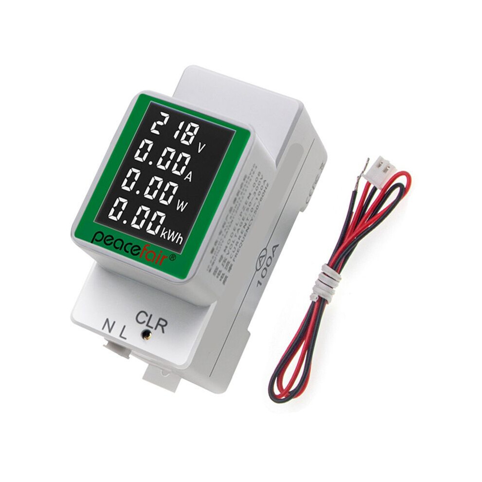 Peacefair Pzem-008 White Din Rail Electricity Digital Power Meter Watt Kwh Wattmeter Monitor Ammeter Voltmeter 4711779438845