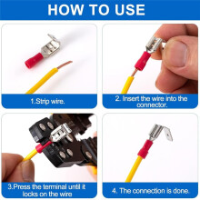 Spade Connectors, Disconnect Piggyback Spade Assortment Kit, Semi-Insulated Female/Male Cable Crimp Terminals,22-16 AWG