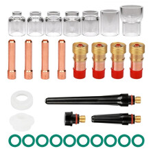 30Pcs TIG Welding Torch Accessories Stubby Gas Lens 4 -12 Cup Kit for WP-17/18/26 Torch Welding Supplies 3.2mm