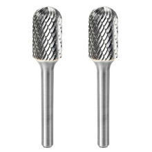 2 Pièces en Acier Tungstène Meuleuse Carbure Lime Rotative Cylindrique Fraise à Bille Meulage Gravure Double Rainure