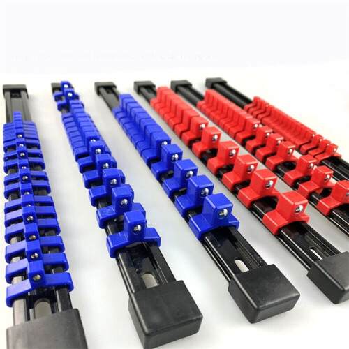 3 PCS Socket Organizer 1/2 3/8 1/4 Inch Drive Socket Rail Holders Heavy Duty Socket Racks Red 1