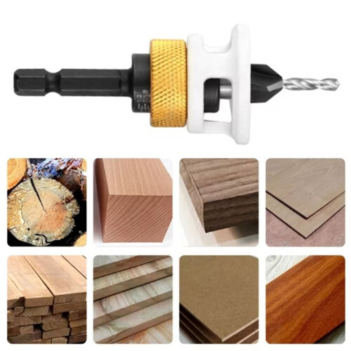 Countersink Drill Bit with Adjustable Depth Stop Collar Fit for Furniture Making 8mm 1