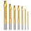 7PCS Titanium Coated HSS Twist Drill Bits, 3-10mm Serrated Side Cutting Drill Bit, Hex Shank Serrated Cutting Drill Bits 1