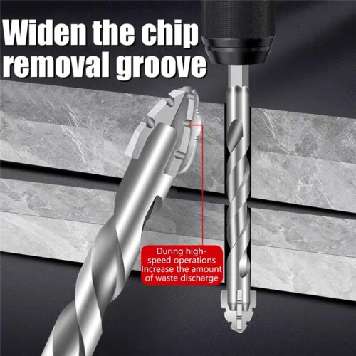 Four-Edged Eccentric Drill Bit Skewed  High Hardness Concrete Drill Bit Set Serrated Hexagonal Shank Drill Bit Set 1