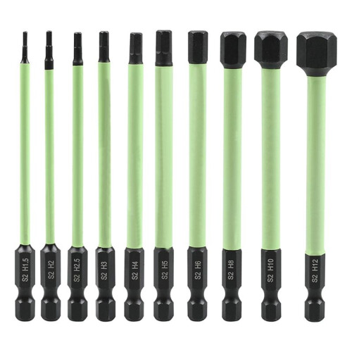 10PCS Magnetic Hex  Hex Wrench Drill Bits Set 1/4inch Hex Shank 2 Alloy Steel Hex  Bits Tools