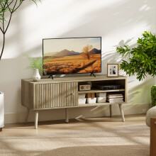 HOMCOM TV Stand Cabinet with Storage for TVs up to 55 Inches, Oak
