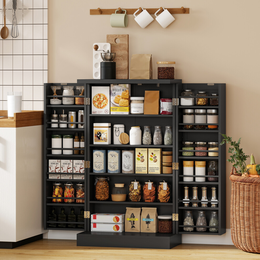 Homcom Unisex Black Kitchen Cupboard W/ 5 Tiers, 12 Spice Racks, Kitchen Storage Cabinet In - Image 3
