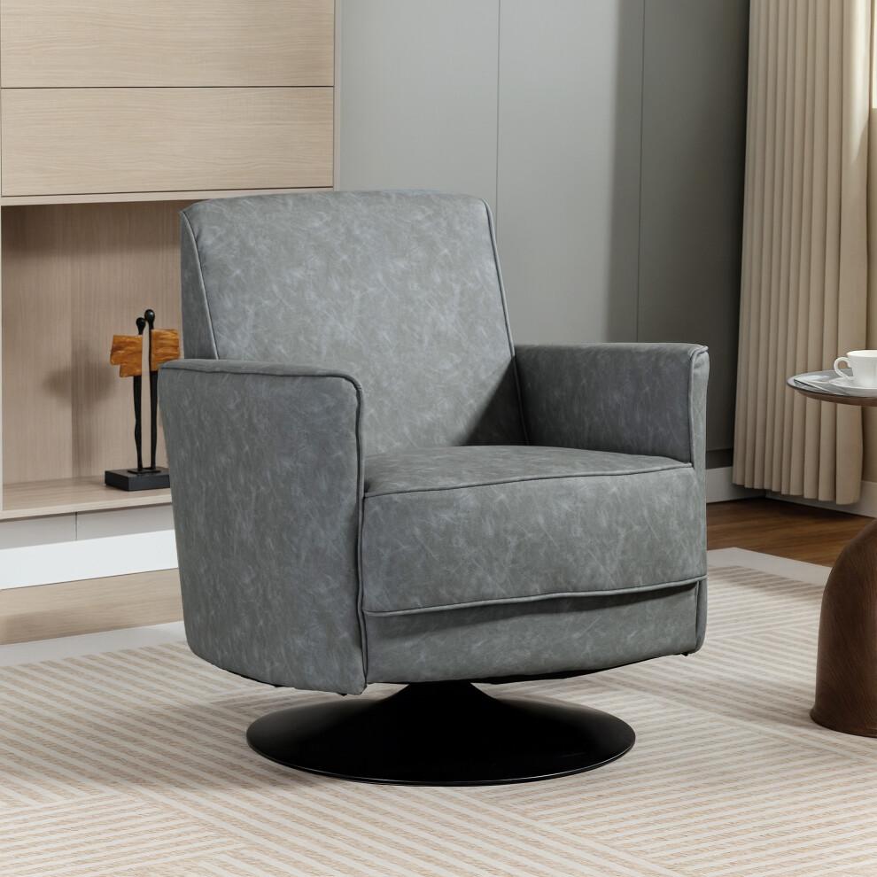 Homcom Upholstered Pu Leather Armchair For Living Room, Grey