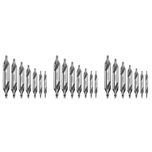 21 Pcs Center Drill Bits Set 60-Degree Angle Center Drill Bits Kit Countersink Tools for Lathe Metalworking