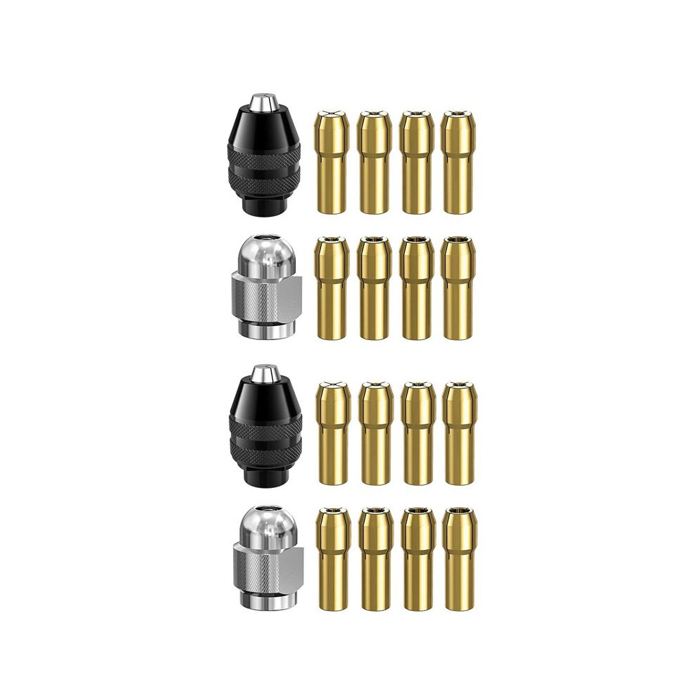 2X Drill Chuck Collet Set For ,1/32Inch To 1/8Inch Replacement 4486 Keyless Bit With Rotary Drill Nut Set 4711468316645