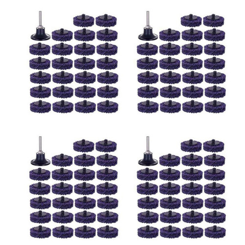 100 Peças 2 Polegadas 50mm Troca Rápida Tira Fácil e Discos Limpos Roxo para Preparação de Superfície de Remoção de Ferrugem com 4 Suporte