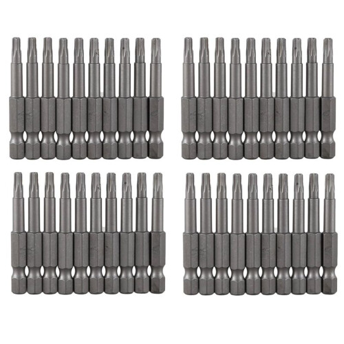 6.3mm Hexagon Shank 4mm T20 Magnetic Tip Torx Screwdriver Bits 40 Pcs