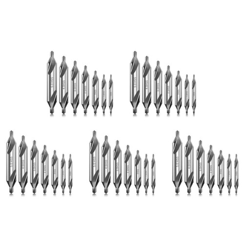 35 Pcs Center Drill Bits Set 60-Degree Angle Center Drill Bits Kit Countersink Tools for Lathe Metalworking