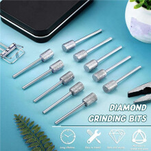 20 Pieces Diamond Bit Diamond Grinding Bits  1/8 Shank 8mm Cylinder  Diamond for Most Rotary Tool Bit Grinder