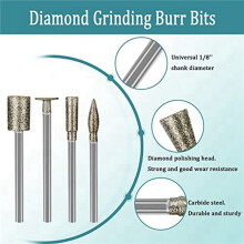 Stone Carving Set Diamond Burr Bits,60PCS Polishing Kits Rotary Tools Accessories with 1/8 Inch Shank for Carving