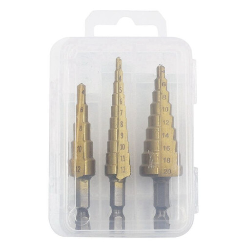 Step Drill Bit 6Pcs Hss Step Drill Bit Set Cone Hole Cutter Taper Metric Nitriding Hex Core Drill Bits Gold 2