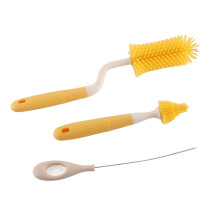 Set Spazzole per Biberon per Bambini, 3 Pezzi, PP+TPE, Giallo, 31cm/24cm/18,5cm
