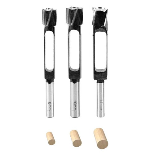 Deep Plug Cutter Drill Bit Set Carbon Steel 56mm Cutting Depth Kit for Precision Woodworking 10mm 1