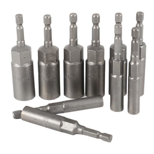 20Pc 1/4 Inch Wrench Hex Bit Socket Set Deep Long 1/2 Inch Impact Drill Socket Adapter Drill Bits
