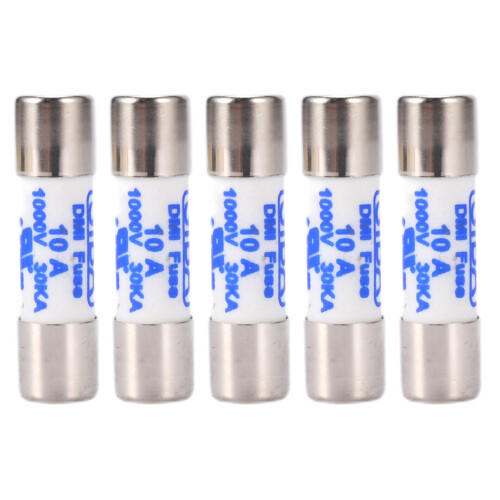 5X Multimeter 10 x 38mm 1000V 10A Cylinder Ceramic Fuse White