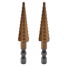 2pcs 1/4 Inch Hex Shank HSS High Speed Steel Titanium Coated Step Drill Bit 3-13mm