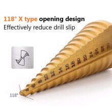 6Pc Hss Step Cone Taper Drill Bit Set Hole Cutter Metric 4-12/20/32mm 1/4 Inch Titanium Coated Metal Hex Bits