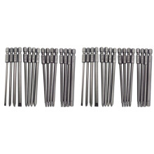 32Pcs Long Magnetic Screwdriver Bits Set Slotted++Hex+Torx Drill Bit Set 1/4 Inch Hex Shank 100mm Length