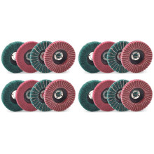 16PCS 4 Inch Red & Green Nylon Fiber Flap Discs Set Assorted Sanding Grinding Buffing Wheels for Angle Grinder