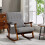 Homcom HOMCOM Modern High Back Rocking Chair with Solid Wood Legs, Grey 1