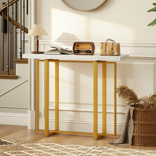 Homcom HOMCOM Modern Slim Long Accent Sofa Side Table for Hallway, White