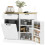 Homcom HOMCOM Sideboard with Trash Bin, Farmhouse Kitchen Sideboard with 2 Drawers 2