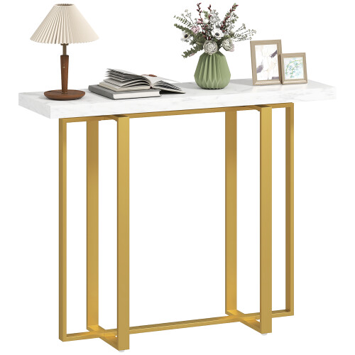 Homcom HOMCOM Modern Slim Long Accent Sofa Side Table for Hallway, White 1