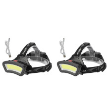 2X COB Light Lampe Frontale à LED S Lanterne Rechargeable USB pour la Randonnée en Camping en Plein Air