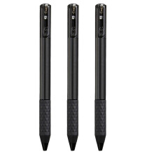 3X Geometric Metal Crinkle Pen Fidget, Stress Relief Metal Shape Shifting Switchpen, 0.5mm Retractable Gel Pen, Black