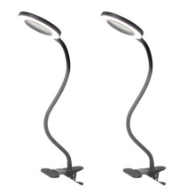 2pcs LED Magnifying Glass Desk Lamp 8X Magnification 3 Color Modes Adjustable Swivel Arm Lighted Clamp