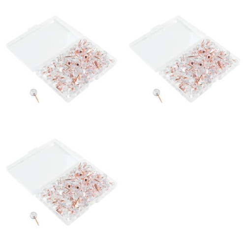 300Pcs Rose Gold Push Pins ThumbTacks Transparent Plastic Round  Map Tacks